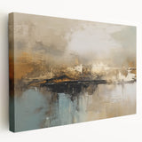 Abstract strokes and lines design on stretched canvas wall art, showcasing vibrant colors and modern aesthetic, ideal for contemporary decor.