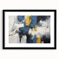 Framed abstract wall art showcasing a modern design of colorful strokes and lines in a sleek black frame, perfect for contemporary decor.