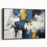 Framed abstract wall art showcasing dynamic strokes and lines in a minimalist black color scheme, perfect for modern decor.