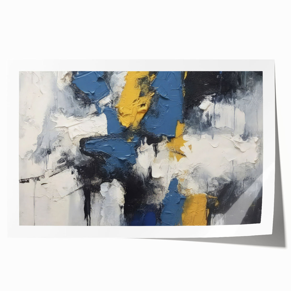 Abstract wall art print showcasing vibrant strokes and lines in a modern design, perfect for home decor; rolled and ready for framing.