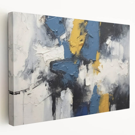 Stretched canvas wall art showcasing an abstract design of colorful strokes and lines in vibrant hues, perfect for modern decor.