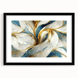 Abstract wall art print showcasing dynamic strokes and lines in a modern design, framed with a black mat for an elegant display.