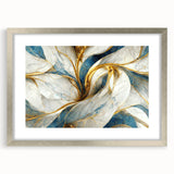 Framed abstract wall art showcasing dynamic strokes and lines in vibrant colors, complemented by a sleek silver mat and frame, perfect for modern decor.