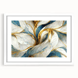 Framed abstract wall art showcasing vibrant strokes and lines in bold colors, set against a white mat, ideal for modern decor.