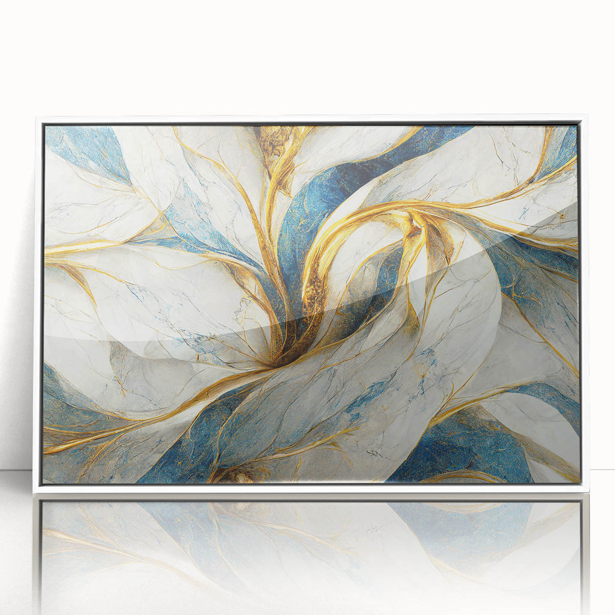 Framed abstract wall art piece showcasing colorful strokes and lines in a modern design, set against a white background for a contemporary decor touch.