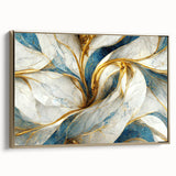 Framed canvas wall art showcasing an abstract strokes and lines design in vibrant gold tones, perfect for modern decor and artistic flair.