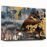 Abstract wall art featuring colorful strokes and lines on acrylic glass, showcasing a modern design with vibrant hues and a sleek side profile, perfect for contemporary decor.