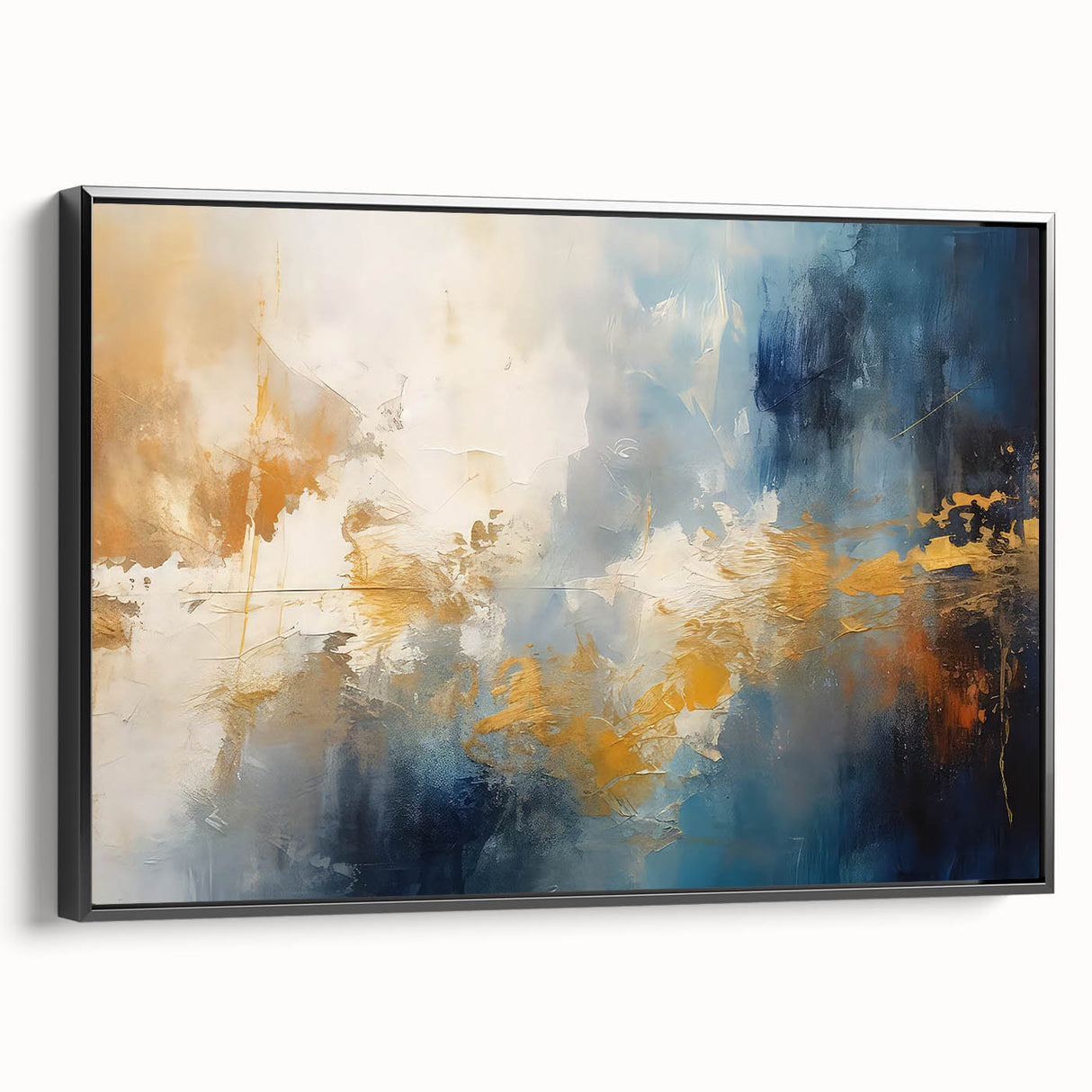 Framed abstract wall art featuring dynamic black strokes and lines on a neutral background, showcasing modern artistic design for contemporary decor.