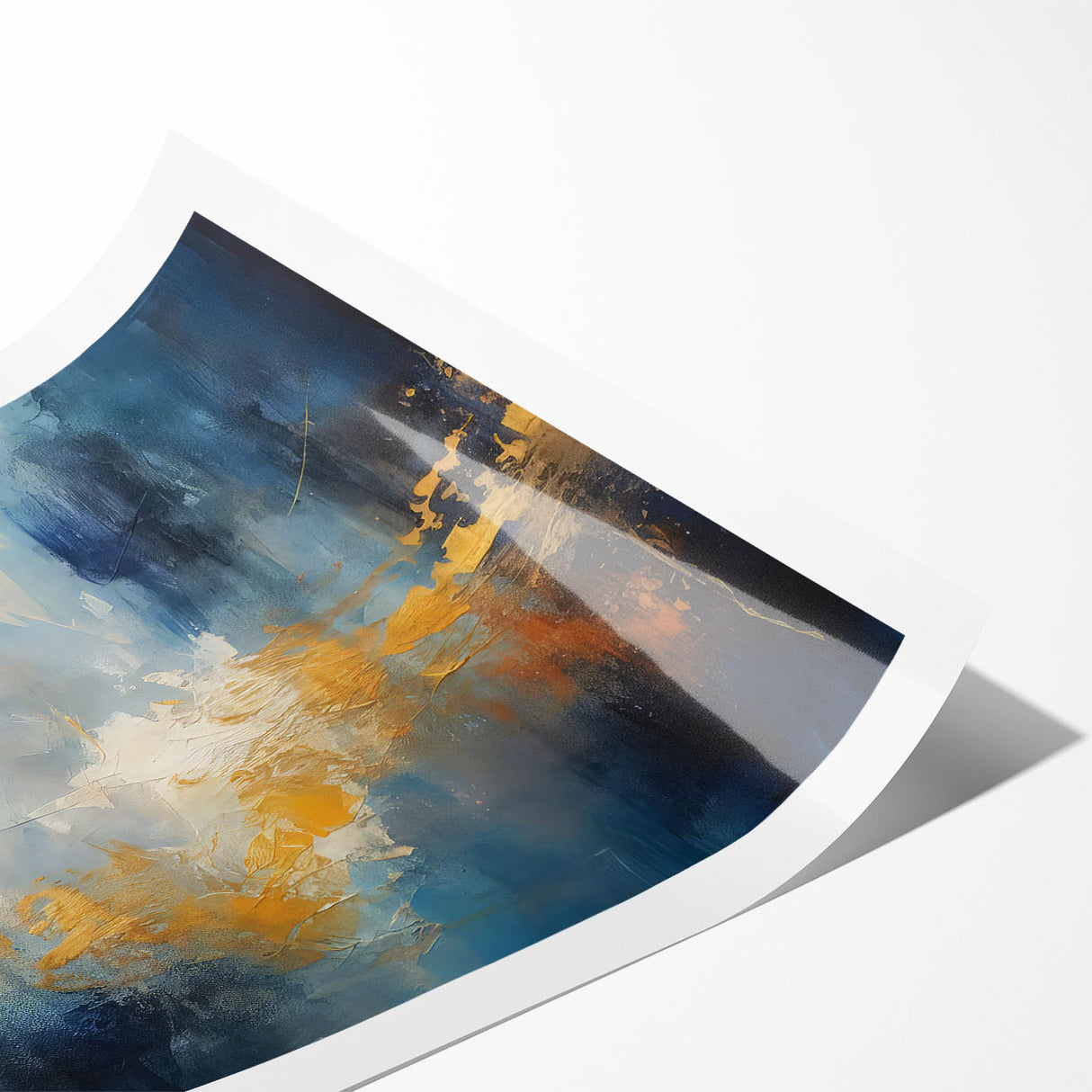 Abstract strokes and lines design wall art print showcasing vibrant colors and dynamic shapes, perfect for modern home decor or gallery display.