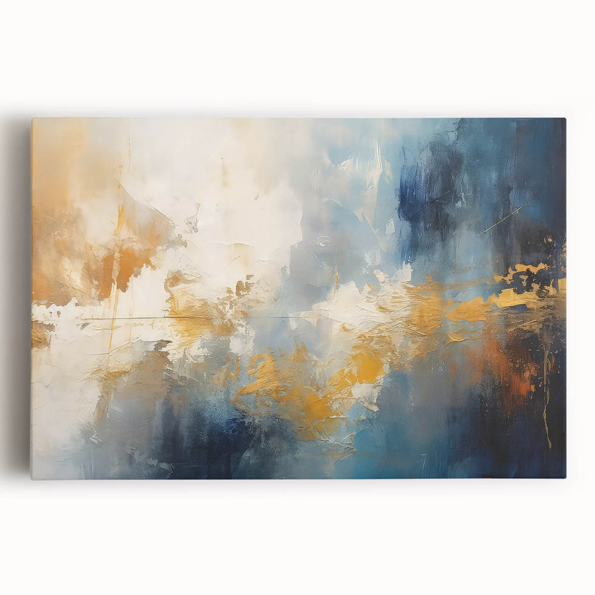 Abstract strokes and lines design on stretched canvas wall art, showcasing vibrant colors and modern artistic flair, ideal for contemporary decor.