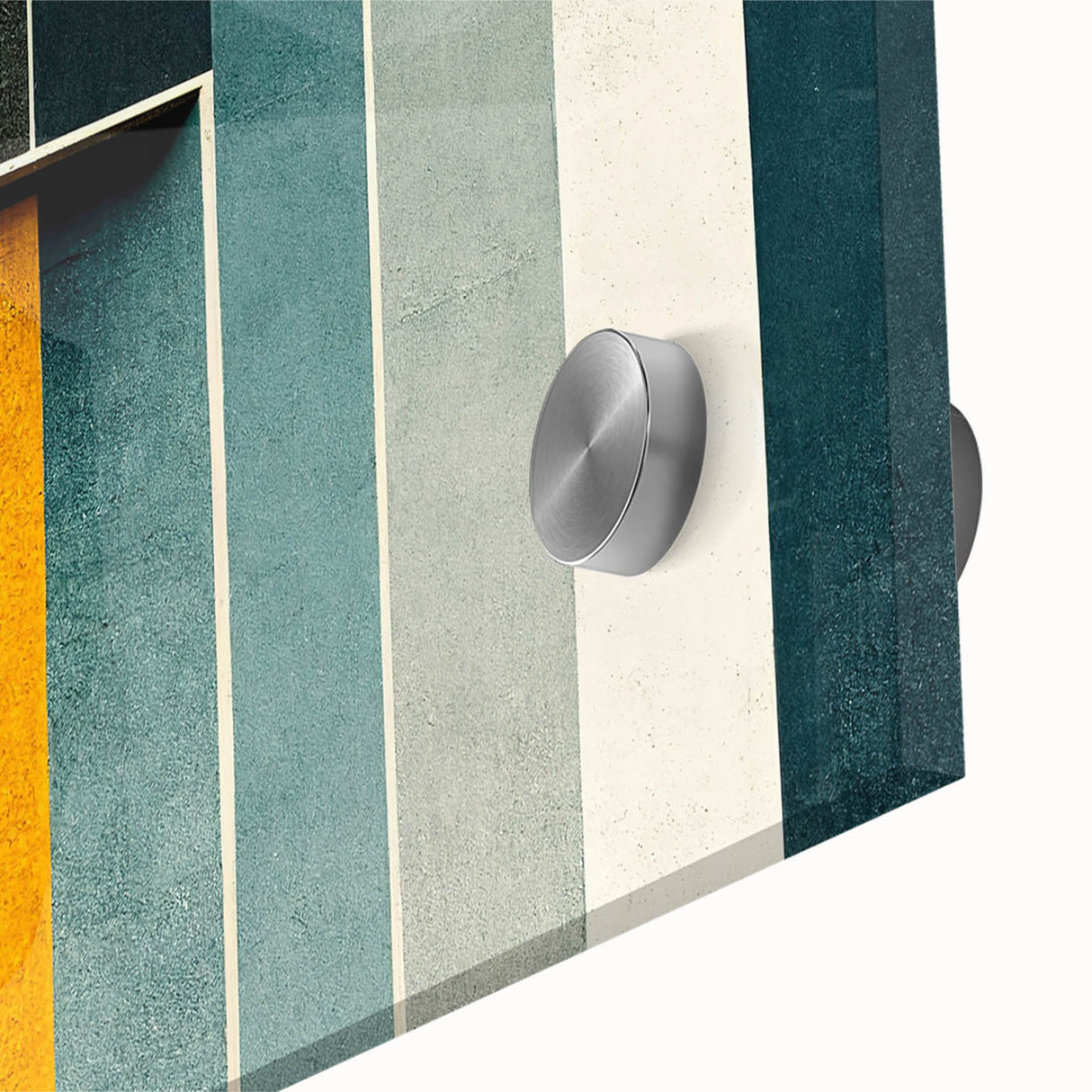 Close-up of an abstract wall art piece showcasing colorful strokes and lines on acrylic glass, perfect for modern home decor.