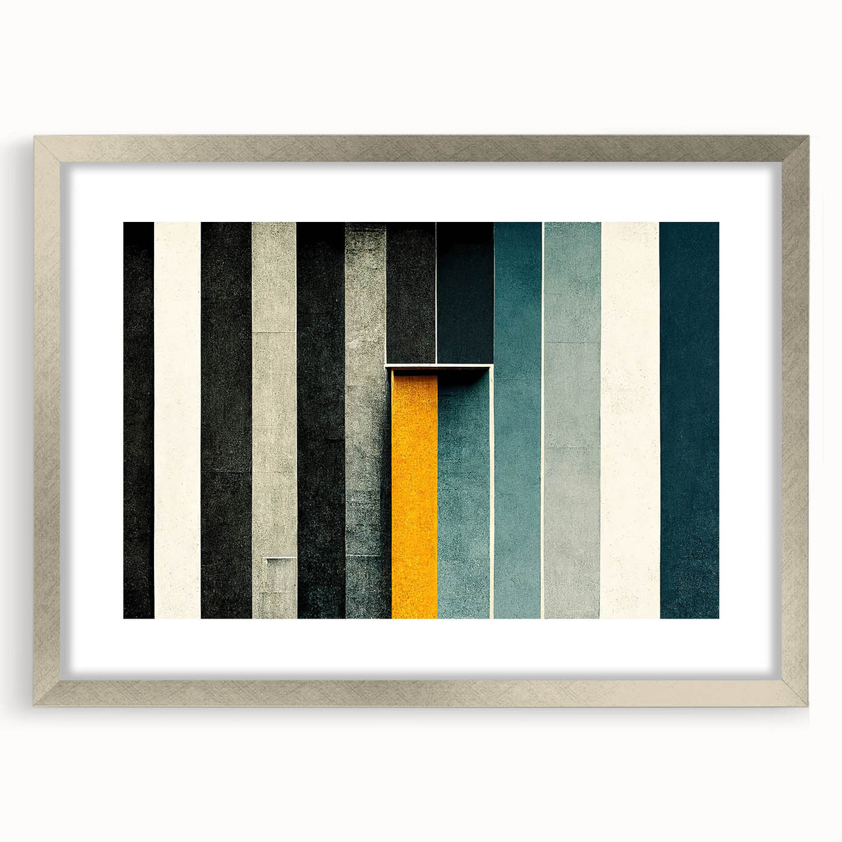 Framed abstract wall art showcasing elegant strokes and lines in soft gray and silver tones, perfect for modern home decor.