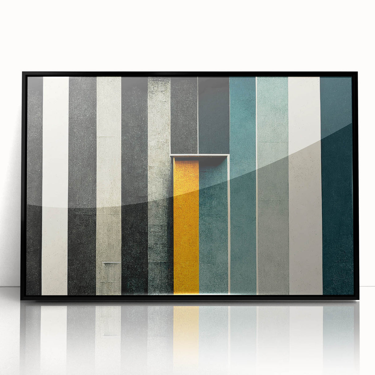 Framed abstract wall art showcasing vibrant strokes and lines in a black acrylic frame, adding a modern touch to home decor.