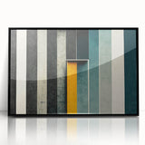 Framed abstract wall art showcasing vibrant strokes and lines in a black acrylic frame, adding a modern touch to home decor.