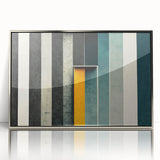Framed abstract wall art featuring fluid strokes and lines in shades of silver and gray, perfect for modern home decor.
