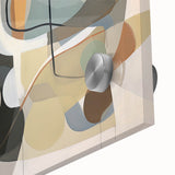 Close-up of an abstract wall art piece featuring vibrant strokes and lines in bold colors, showcasing a modern design perfect for contemporary decor.