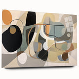 Abstract wall art showcasing colorful strokes and lines in vibrant hues, displayed in a sleek acrylic glass frame for modern decor.