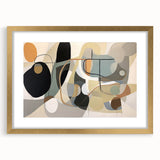 Framed abstract wall art featuring gold strokes and lines on a white background, perfect for modern decor and stylish interiors.
