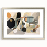 Framed abstract wall art design featuring vibrant strokes and lines in silver and blue tones, enhancing modern decor aesthetics.