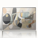 Framed wall art showcasing an abstract design of colorful strokes and lines in a modern aesthetic, set against a white background for a contemporary look.