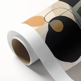 Abstract wall art design on rolled canvas, showcasing vibrant strokes in blue, orange, and yellow, perfect for modern home decor.