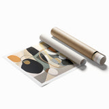 Abstract wall art print showcasing colorful strokes and lines in vibrant hues of blue, orange, and yellow, ideal for modern decor.