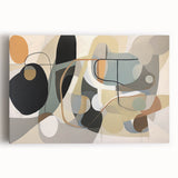 Abstract wall art design featuring colorful strokes and lines in a stretched canvas format, creating a modern and vibrant decor piece for home or office.