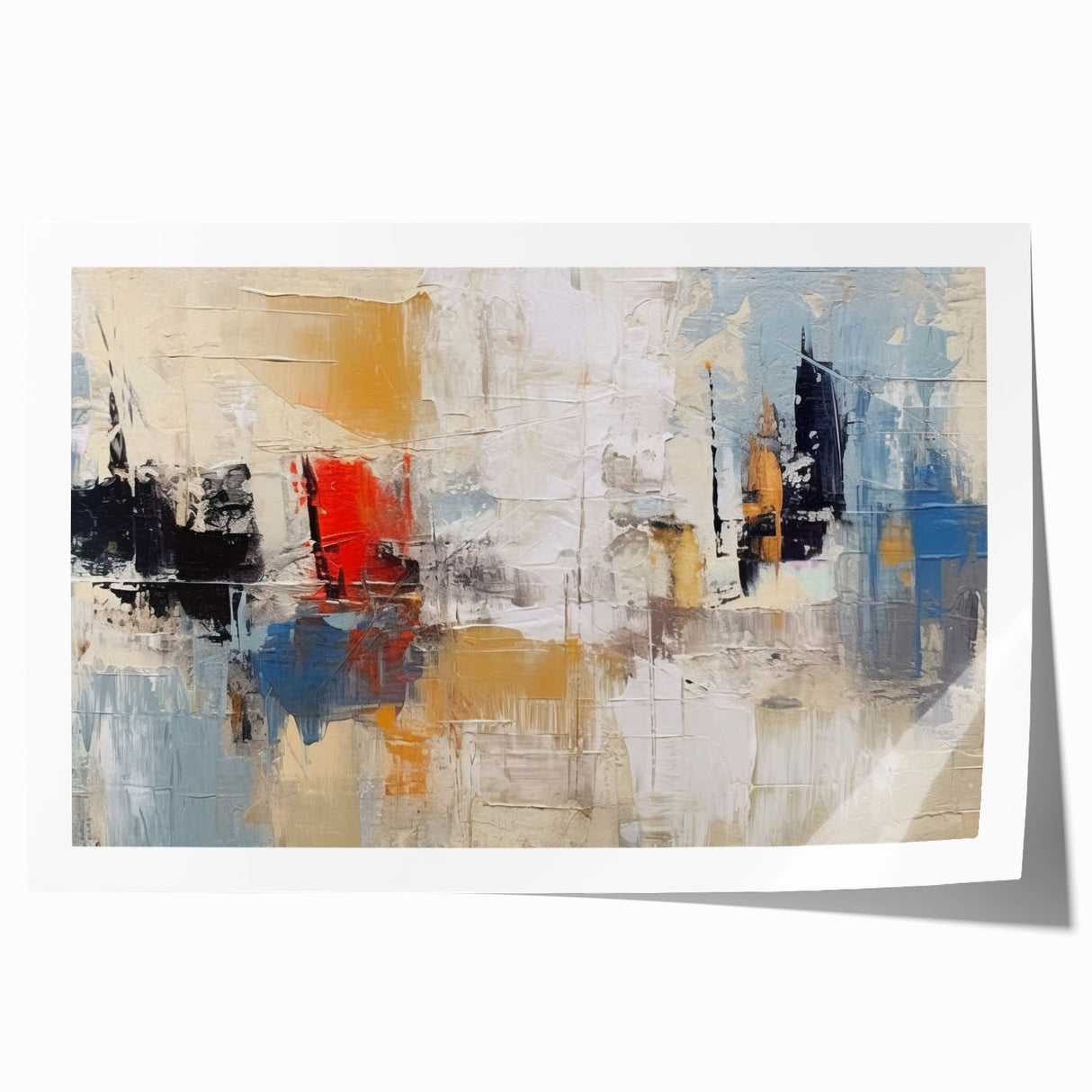 Abstract wall art print showcasing vibrant strokes and lines in a modern design, ideal for contemporary home decor and artistic spaces.