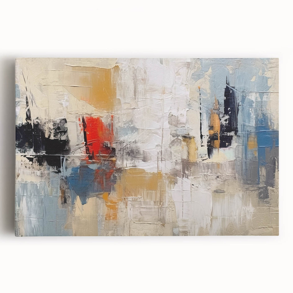 Abstract canvas wall art showcasing dynamic strokes and lines in vibrant colors, perfect for modern home decor and artistic expression.