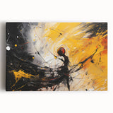 Abstract strokes and lines in vibrant colors adorn a stretched canvas wall art piece, showcasing modern artistic design ideal for contemporary decor.