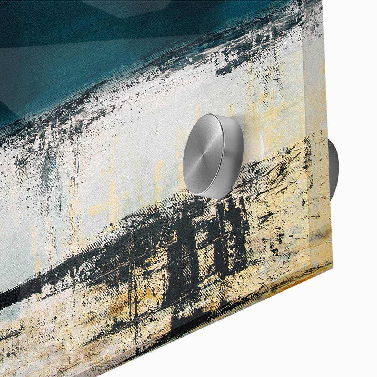 Colorful abstract wall art design featuring vibrant strokes and lines on acrylic glass, perfect for modern home decor.