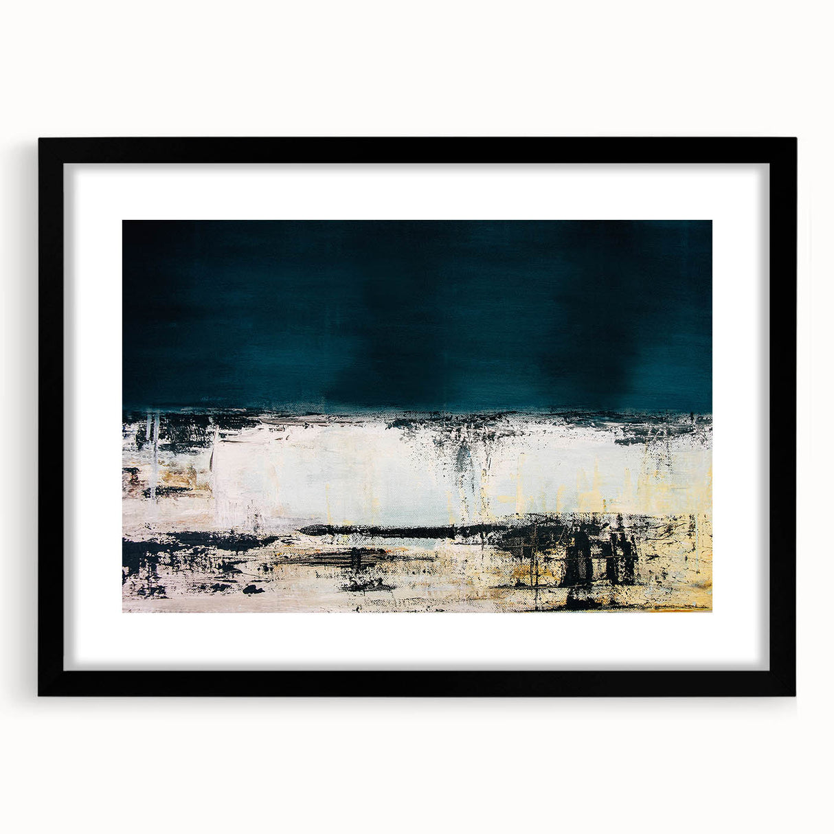 Framed abstract wall art showcasing dynamic strokes and lines in black and white, adding modern elegance to any space.