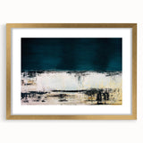 Framed wall art featuring an abstract design of colorful strokes and lines in a gold frame, perfect for modern home decor.