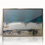 Framed abstract wall art featuring vibrant strokes and lines in gold and varying colors, designed for modern home decor aesthetics.