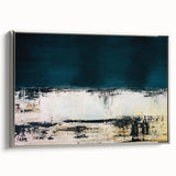 Framed abstract wall art featuring colorful strokes and lines in a modern design, showcased in a sleek silver frame, perfect for contemporary decor.