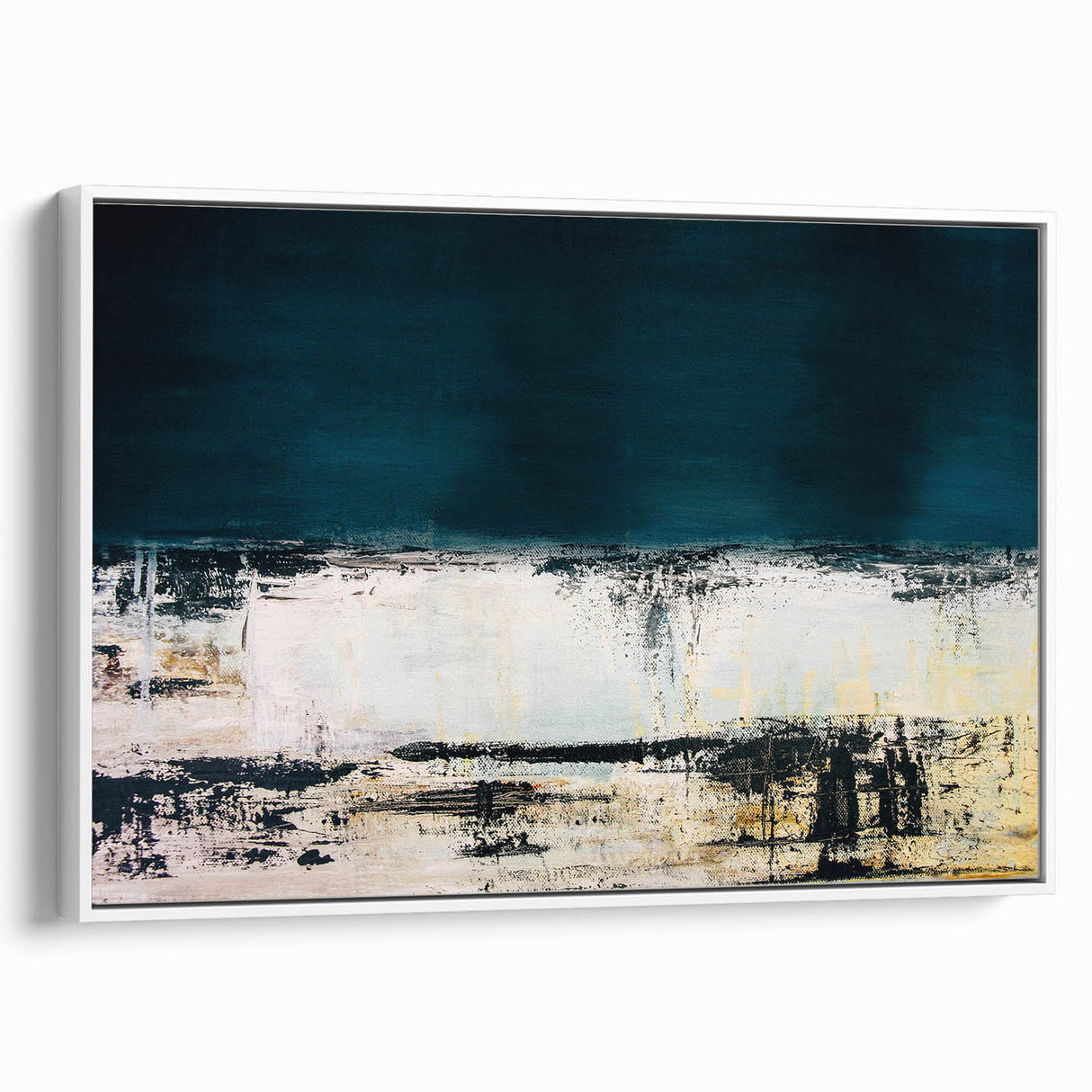 Framed abstract wall art showcasing colorful strokes and lines on a white canvas, emphasizing modern design and artistic flair for home decor.