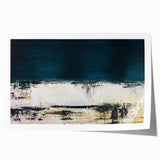 Abstract wall art print showcasing vibrant strokes and lines in blue, orange, and yellow hues, ideal for modern home decor or art collection.