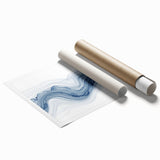 Abstract wall art print showcasing vibrant strokes and lines in bold colors, perfect for modern decor, rolled for easy framing and display.