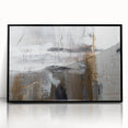 Framed abstract wall art featuring colorful strokes and lines in black and white, ideal for modern decor in contemporary settings.