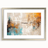 Framed abstract wall art featuring dynamic strokes and lines in a silver mat, perfect for modern decor, enhancing any living space.