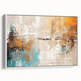 Framed abstract wall art showcasing colorful strokes and lines in a modern design, set against a white background, ideal for contemporary decor.