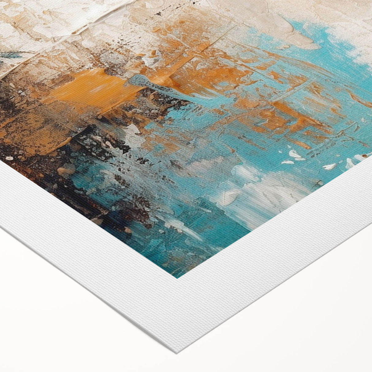Abstract wall art design showcasing vibrant strokes and lines in shades of blue, orange, and yellow, perfect for modern home decor.