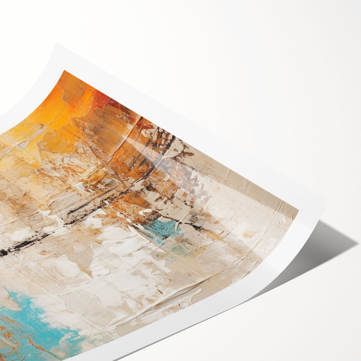 Abstract wall art print showcasing dynamic strokes and lines in vibrant colors, perfect for modern home decor or gallery displays.