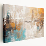 Abstract strokes and lines design on stretched canvas wall art, showcasing vibrant colors and modern aesthetics ideal for contemporary decor.