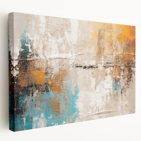 Abstract strokes and lines design on stretched canvas wall art, showcasing vibrant colors and modern aesthetics ideal for contemporary decor.