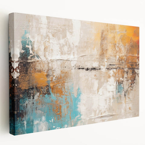 Abstract strokes and lines design on stretched canvas wall art, showcasing vibrant colors and modern aesthetics ideal for contemporary decor.
