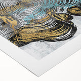 Abstract wall art design featuring vibrant strokes and lines in shades of blue, pink, and gold, ideal for modern home decor. Perfect for creating a stylish focal point in any room.