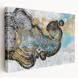 Abstract strokes and lines wall art design on stretched canvas showcasing vibrant colors and dynamic patterns, perfect for modern home decor or gallery settings.