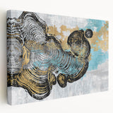 Abstract strokes and lines wall art design on stretched canvas showcasing vibrant colors and dynamic patterns, perfect for modern home decor or gallery settings.