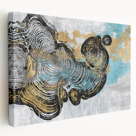 Abstract strokes and lines wall art design on stretched canvas showcasing vibrant colors and dynamic patterns, perfect for modern home decor or gallery settings.